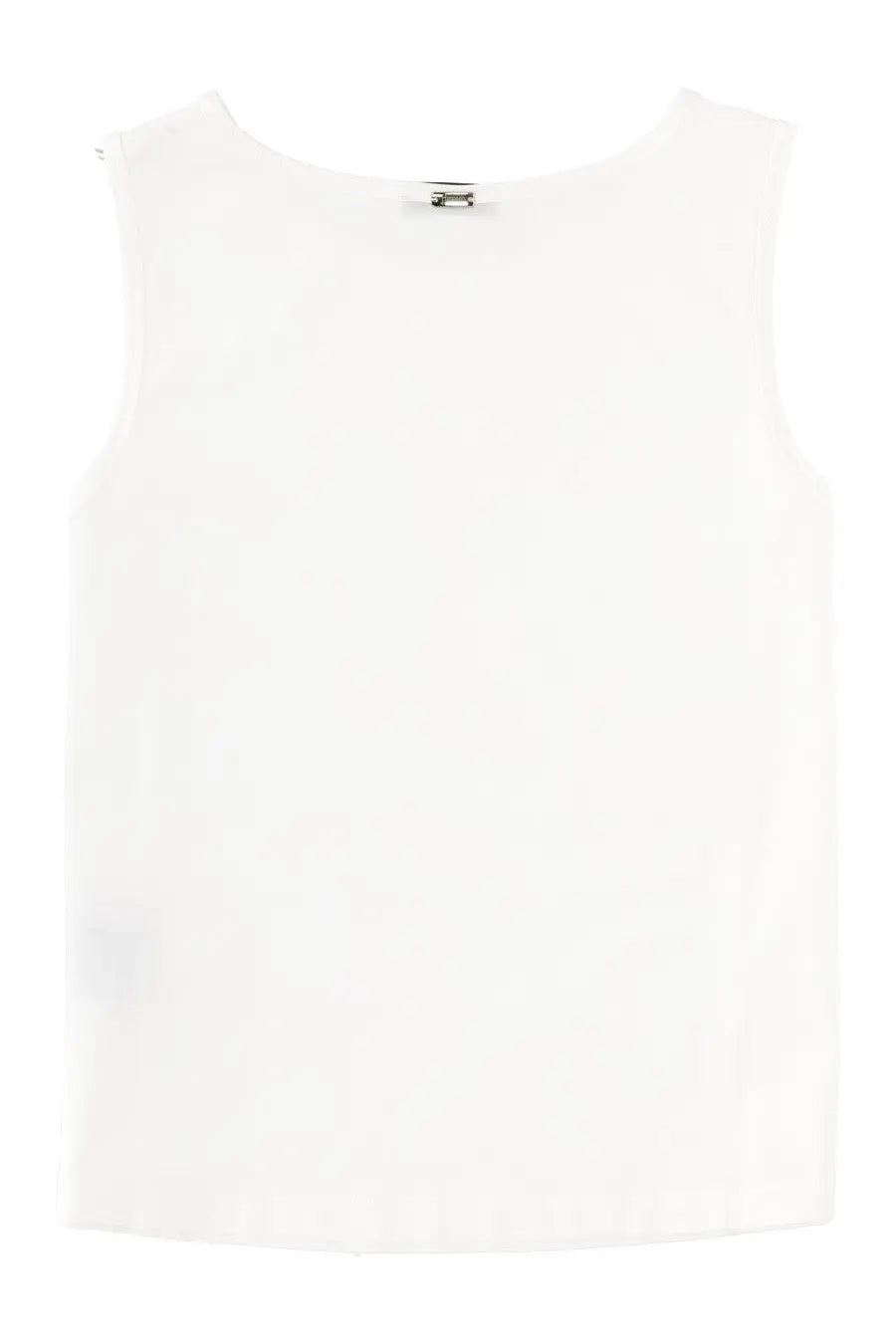 Herno women’s white cotton sleeveless top with subtle sheen and clean tailored lines