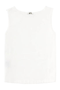 Herno women’s white cotton sleeveless top with subtle sheen and clean tailored lines