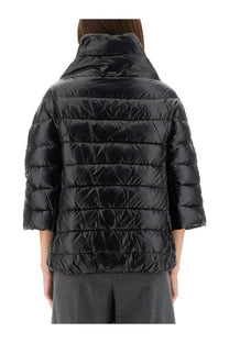 Herno women’s down jacket aminta black quilted puffer jacket with high collar and three quarter sleeves