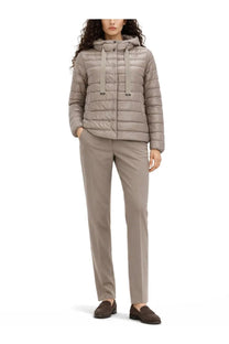 Herno women’s beige quilted down jacket with hood drawstring ties and front pockets for cold weather wear