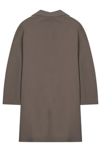 A sleek taupe-colored herno women’s first act jacket with minimalist design and structured collar in multicolor