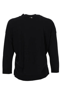 Herno women’s black long-sleeved neck shirt with relaxed fit and subtle side slits in soft fabric