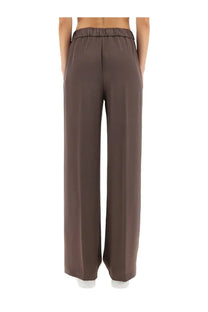 Herno women’s brown satin wide-leg trousers with elastic waistband ideal for resort wear