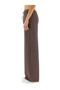 Brown wide-leg trousers with elastic waistband and drawstring from herno women’s pants resort collection