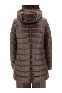 Herno women’s piumino shape resort brown brown quilted puffer coat with hood for winter warmth and style
