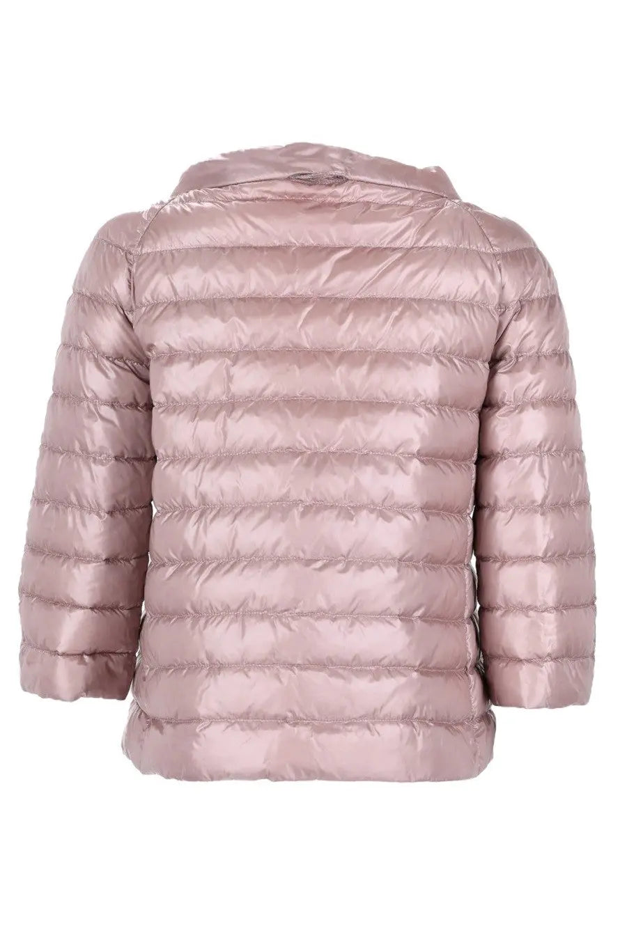 Herno women’s reversible padded coat in blue with a sleek rose gold quilted puffer jacket and hood