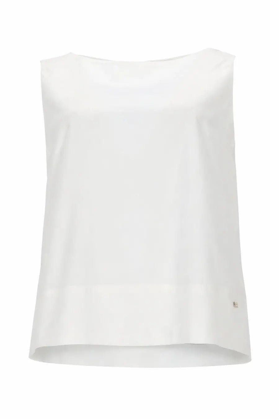 Herno womens white sleeveless top with soft flowing fabric and subtle pleats along the hem