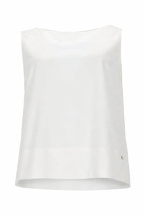 Herno womens white sleeveless top with soft flowing fabric and subtle pleats along the hem