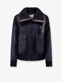 Sacai Women's Herringbone Wool Padded Bomber Black