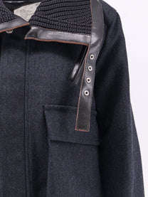 Sacai Women's Herringbone Wool Padded Bomber Black