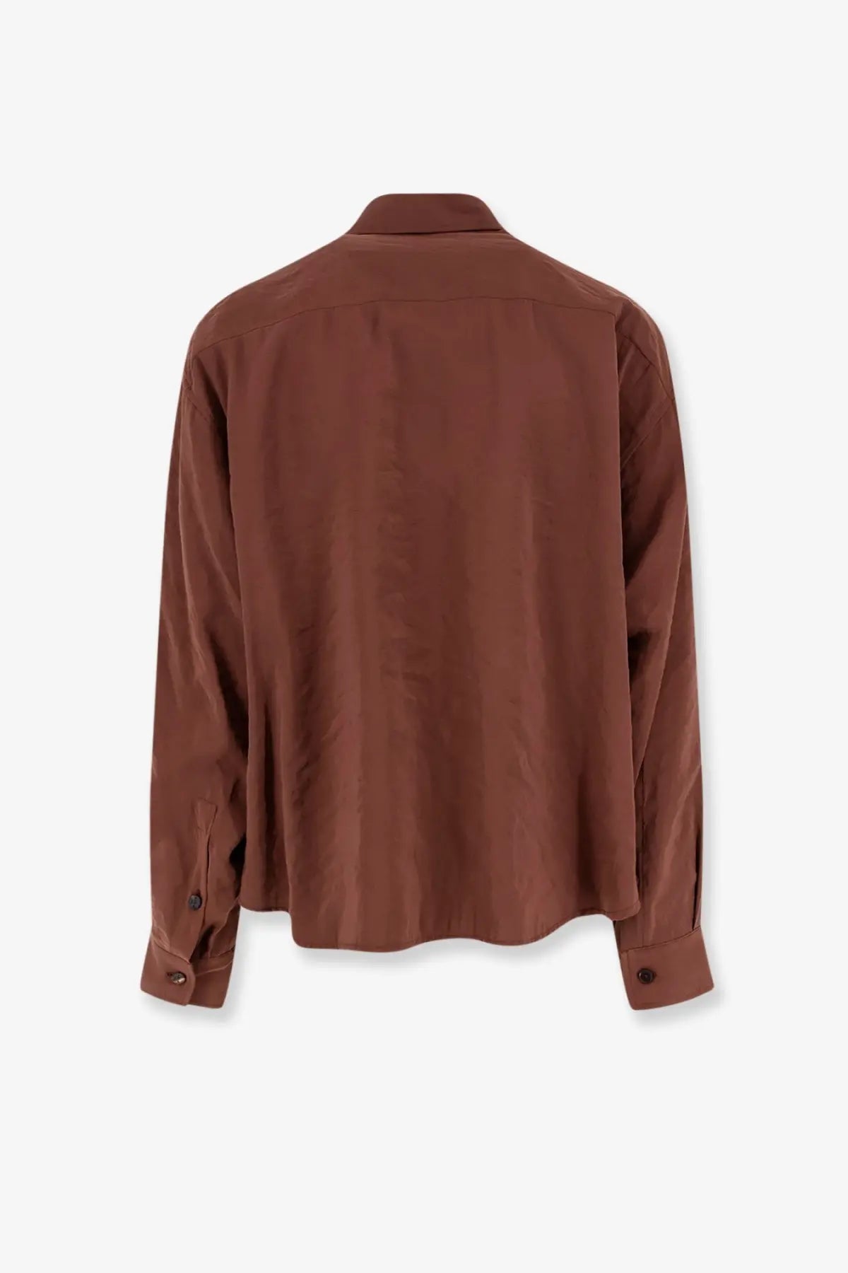 Hevò men’s Arpinova brown long-sleeved button-up shirt with classic collar and modal blend fabric