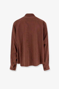 Hevò men’s Arpinova brown long-sleeved button-up shirt with classic collar and modal blend fabric
