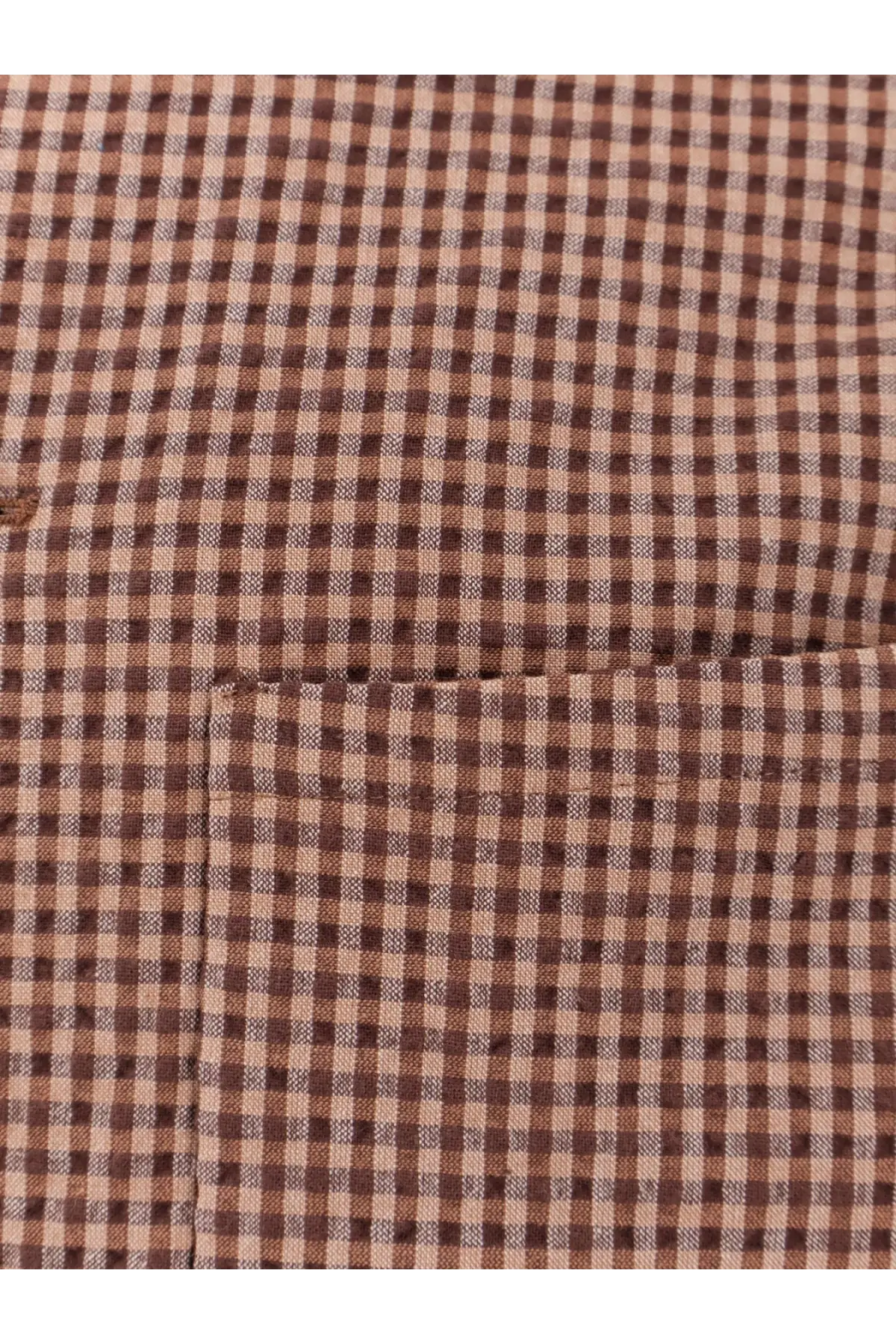Hevò men’s bari cotton blend shirt jacket in beige with brown and beige gingham check pattern and subtle texture