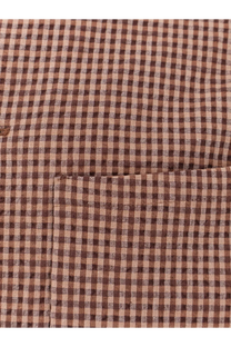 Hevò men’s bari cotton blend shirt jacket in beige with brown and beige gingham check pattern and subtle texture