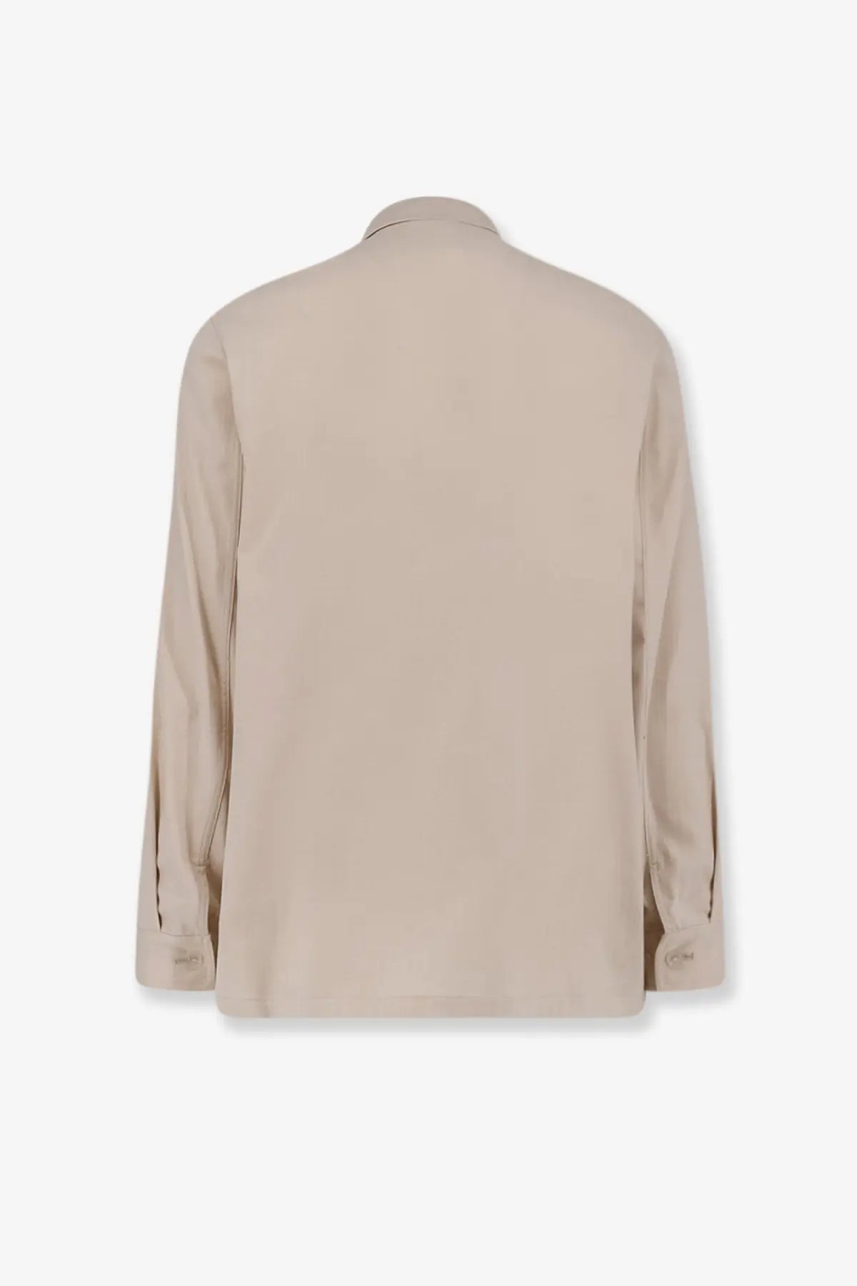 Hevò mens bari cotton blend shirt jacket beige long sleeved button up with classic collar and finished cuffs