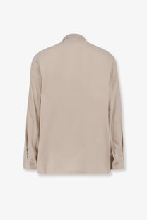 Hevò mens bari cotton blend shirt jacket beige long sleeved button up with classic collar and finished cuffs