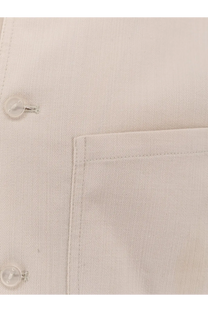 Hevò men’s bari cotton blend shirt jacket green with off-white cotton button-up front and clear plastic buttons