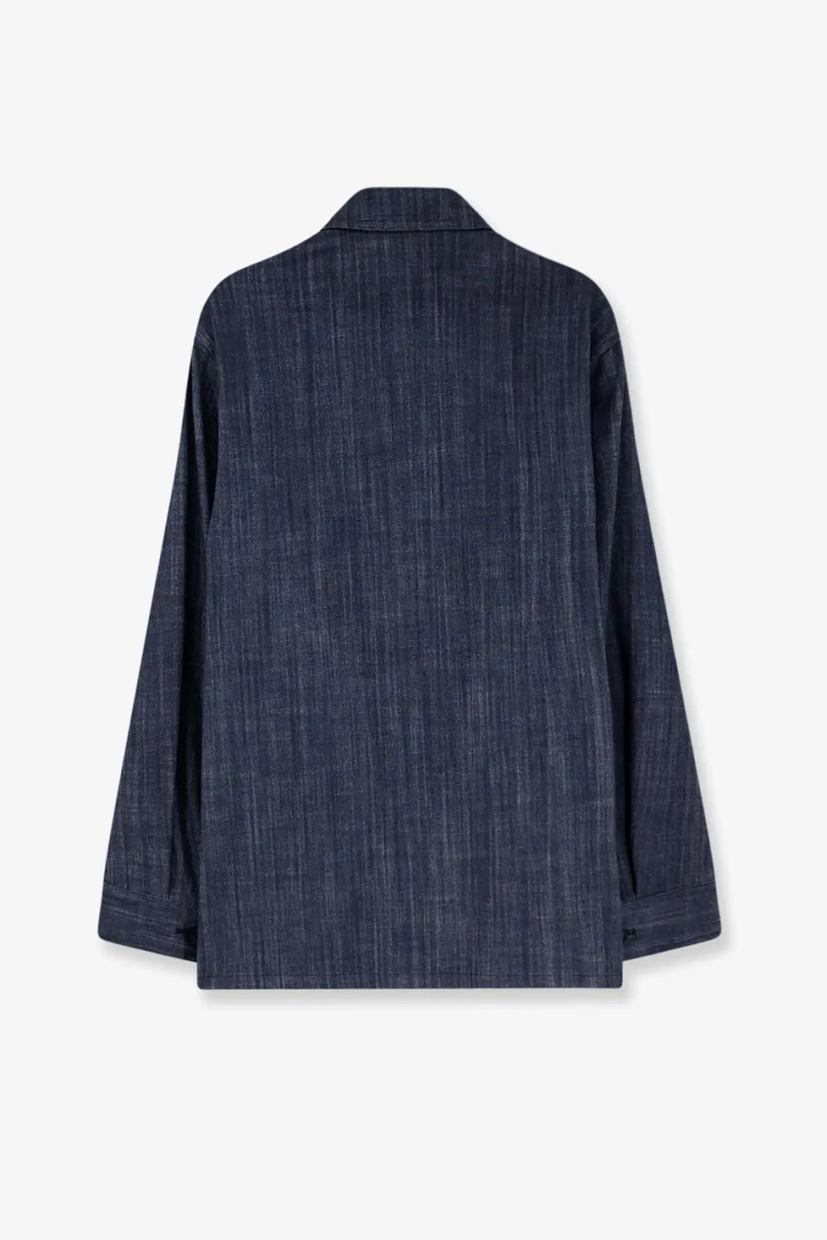Hevò men’s bari denim shirt jacket blue in dark blue denim with subtle textured weave and classic collar