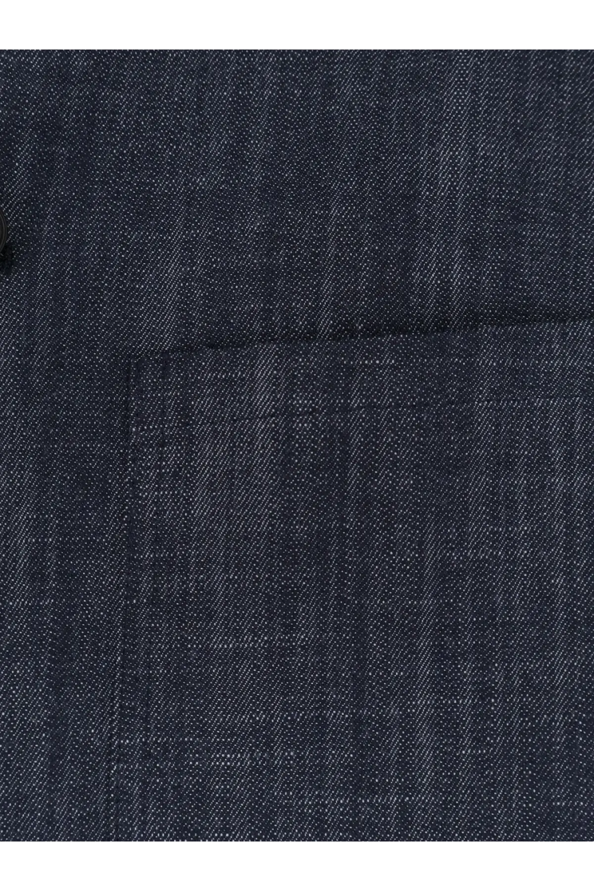 Hevò men’s bari denim shirt jacket in dark blue textured denim fabric with subtle herringbone weave pattern