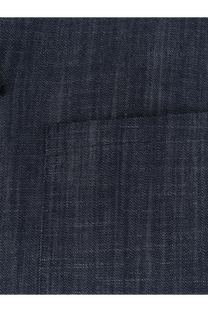 Hevò men’s bari denim shirt jacket in dark blue textured denim fabric with subtle herringbone weave pattern