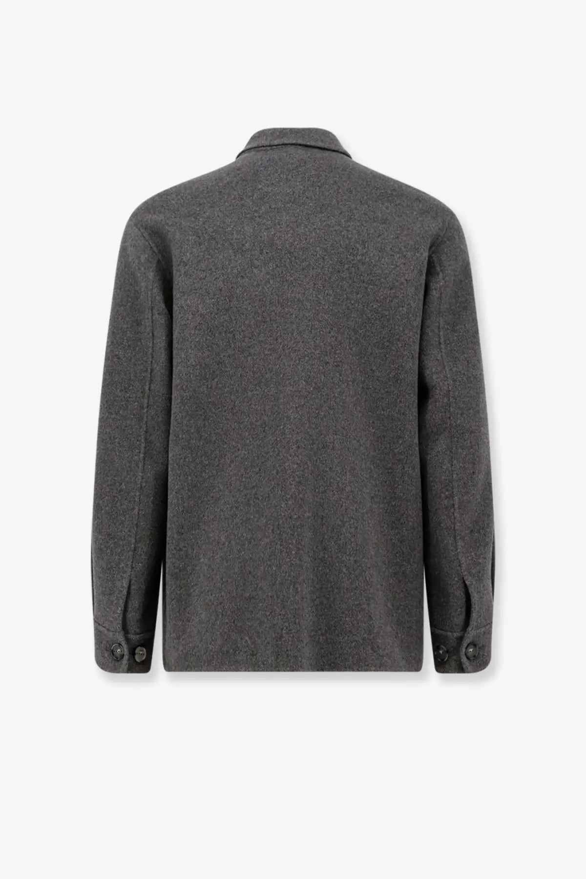 Hevò men’s bari wool coat grey dark gray textured woolen jacket with classic collar and buttoned cuffs
