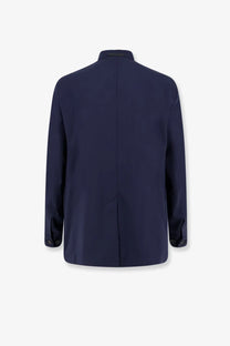 Navy blue Hevò men’s Casalvecchio wool blend jacket with tailored modern cut and subtle seam detailing