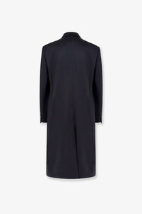 Black tailored overcoat with classic collar and long sleeves for hevò men’s cashmere coat blue collection