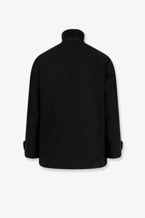 Hevò men’s castel del monte black wool-blend trench coat with high collar and buttoned cuffs