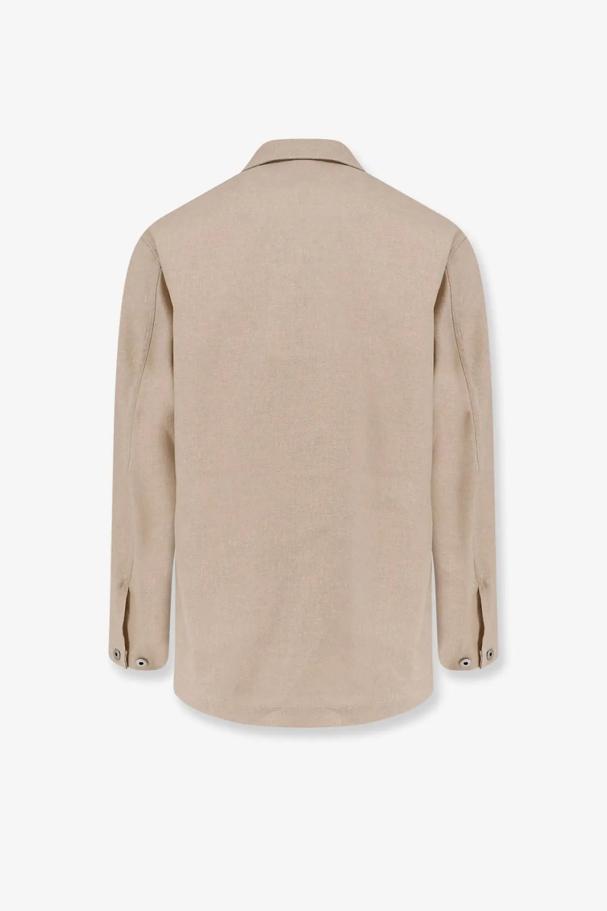 Bevò men’s castelluccio beige long-sleeved cotton and linen shirt with classic collar and subtle stitching details