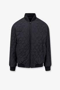 Hevò men’s castro black cotton bomber jacket with quilted circular pattern and ribbed cuffs