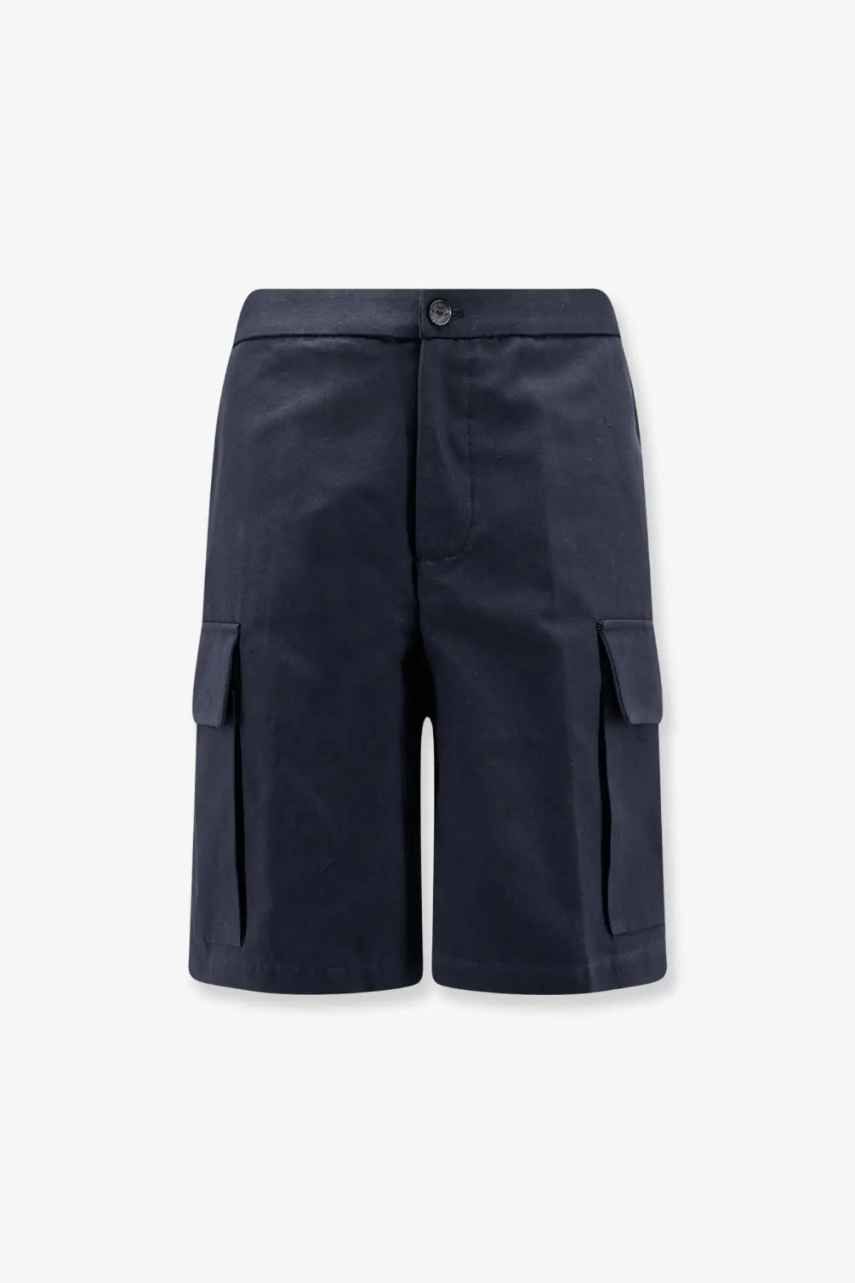 Hevò men’s cotton bermuda shorts in dark navy with button closure and flap cargo pockets