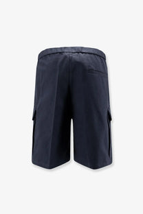 Hevò men’s cotton bermuda shorts in dark navy with relaxed fit and multiple cargo pockets
