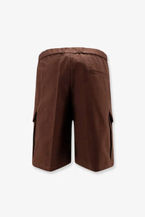 Hevò men’s cotton brown cargo shorts with drawstring waist and side pockets