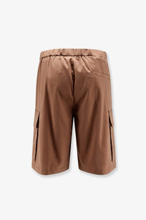 Hevò men’s cotton blend brown bermuda shorts with tan elastic waistband and side pockets