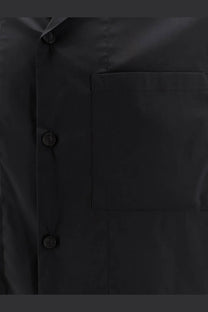 Hevò men’s black cotton blend button-up shirt with a sleek minimalist design and subtle stitching details