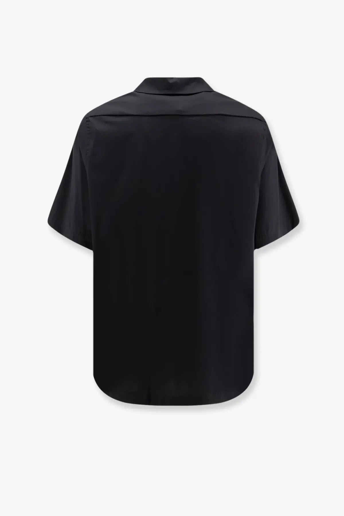 Hevò men’s black cotton blend short-sleeved shirt with a sleek minimalist button-up design