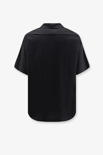Hevò men’s black cotton blend short-sleeved shirt with a sleek minimalist button-up design