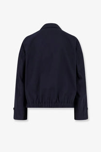 Hevò men’s isola di san pietro navy blue cotton jacket with collar and elasticated hem for casual wear