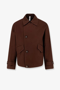 Hevò men’s isola di san pietro sleek chocolate brown cotton trench coat with structured collar and button closures