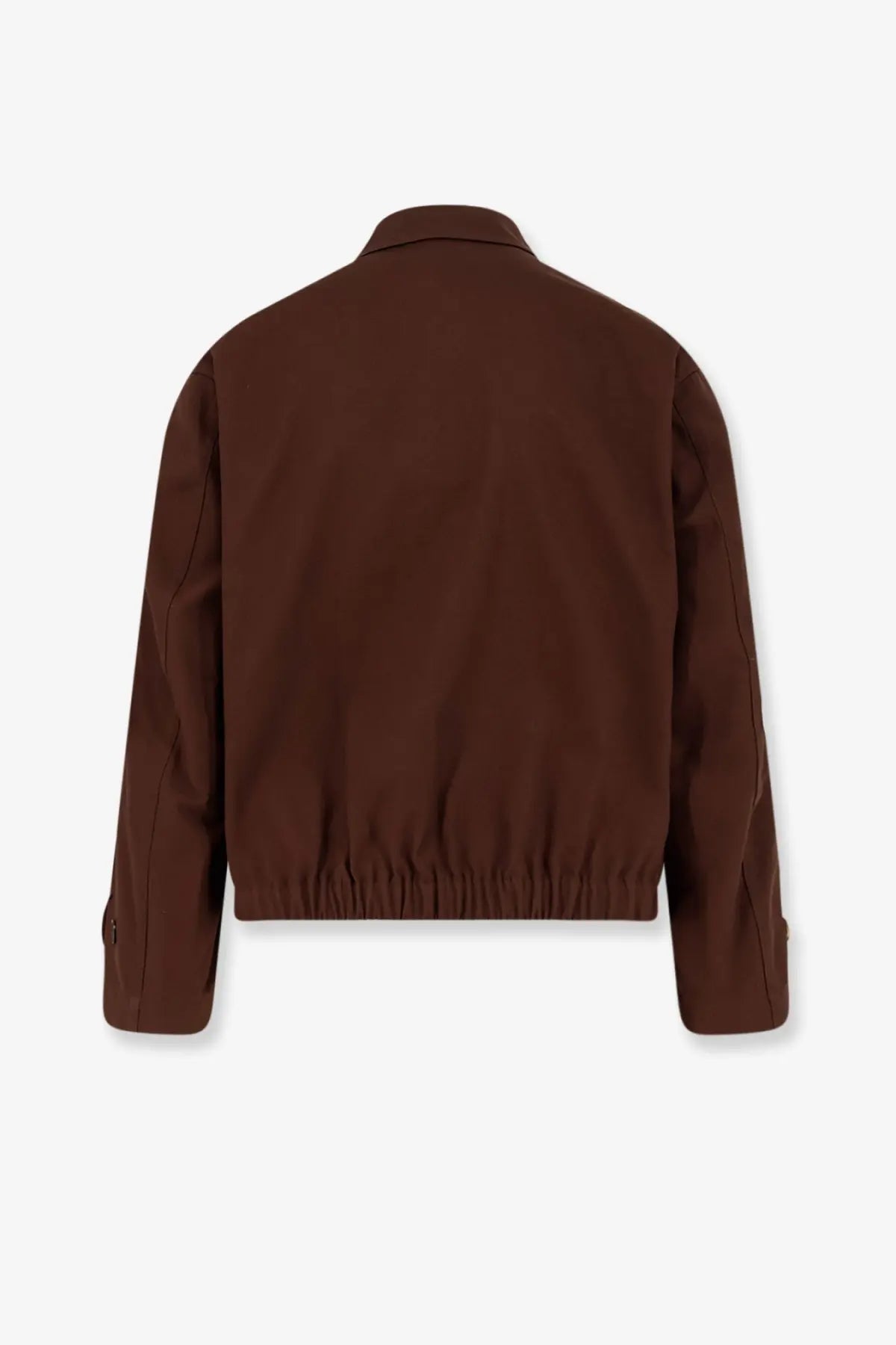 Brown utility jacket with classic collar and elasticated hem made of cotton from hevò men’s isola di san pietro collection