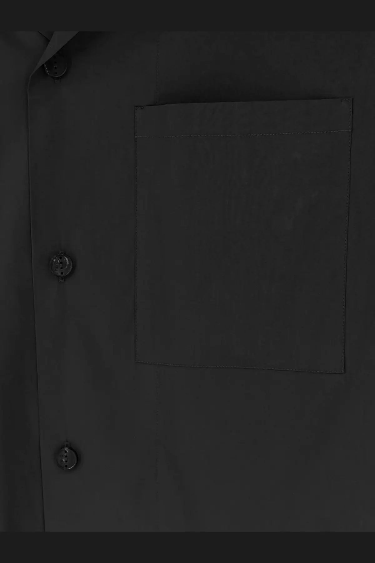 Hevò men’s black linen and viscose blend shirt with square patch pocket and metallic buttons
