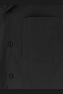 Hevò men’s black linen and viscose blend shirt with square patch pocket and metallic buttons