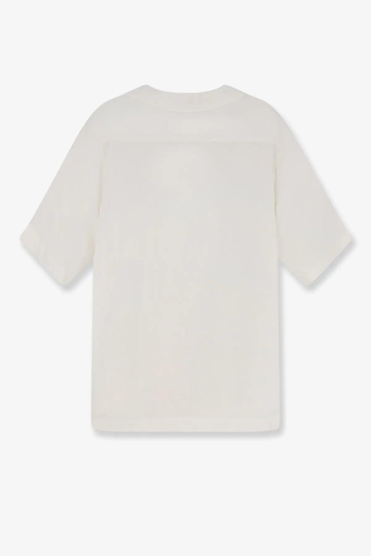 Hevò men’s white off-white short-sleeved linen and viscose blend t-shirt with relaxed fit and crew neckline