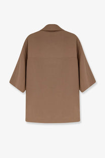 Hevò men’s montursi relaxed fit camel blazer with short sleeves made of linen and viscose for stylish comfort