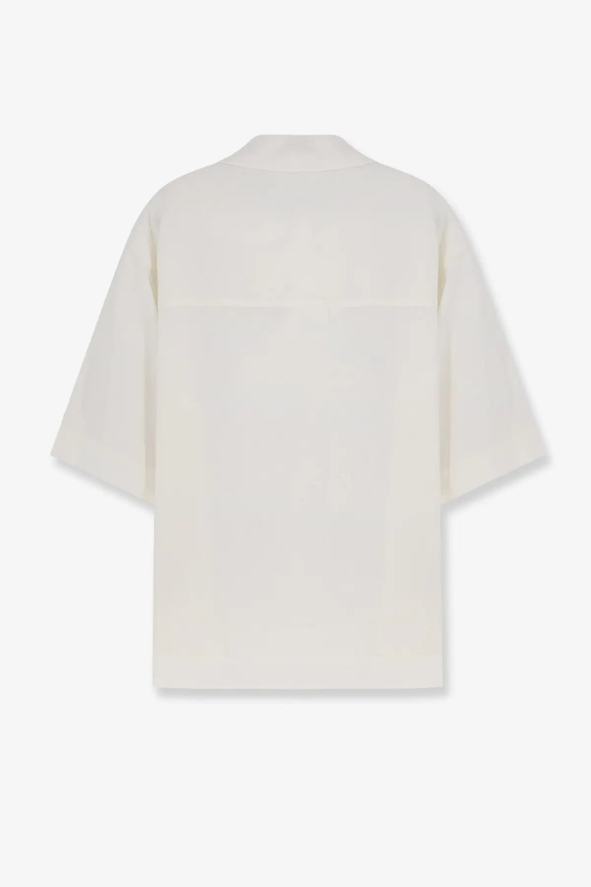 Hevò men’s Montursi off-white linen and viscose shirt with oversized fit and short sleeves