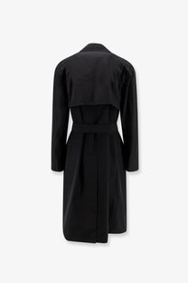 Hevò men’s motolese black trench coat with belted waist structured shoulders nylon and cotton fabric