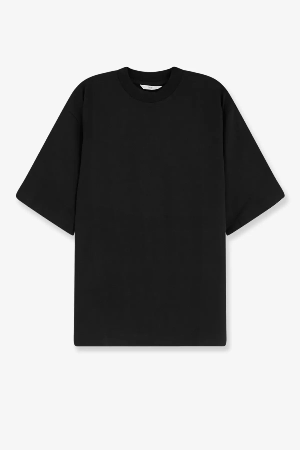 Hevò men’s mulino black oversized cotton crewneck t-shirt with relaxed fit and short sleeves