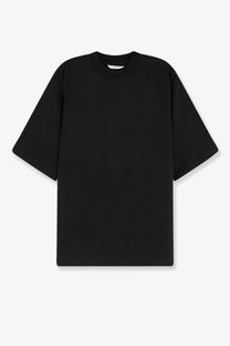Hevò men’s mulino black oversized cotton crewneck t-shirt with relaxed fit and short sleeves