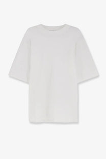 Hevò men’s mulino cotton shirt white minimalist oversized t-shirt with relaxed fit and short sleeves
