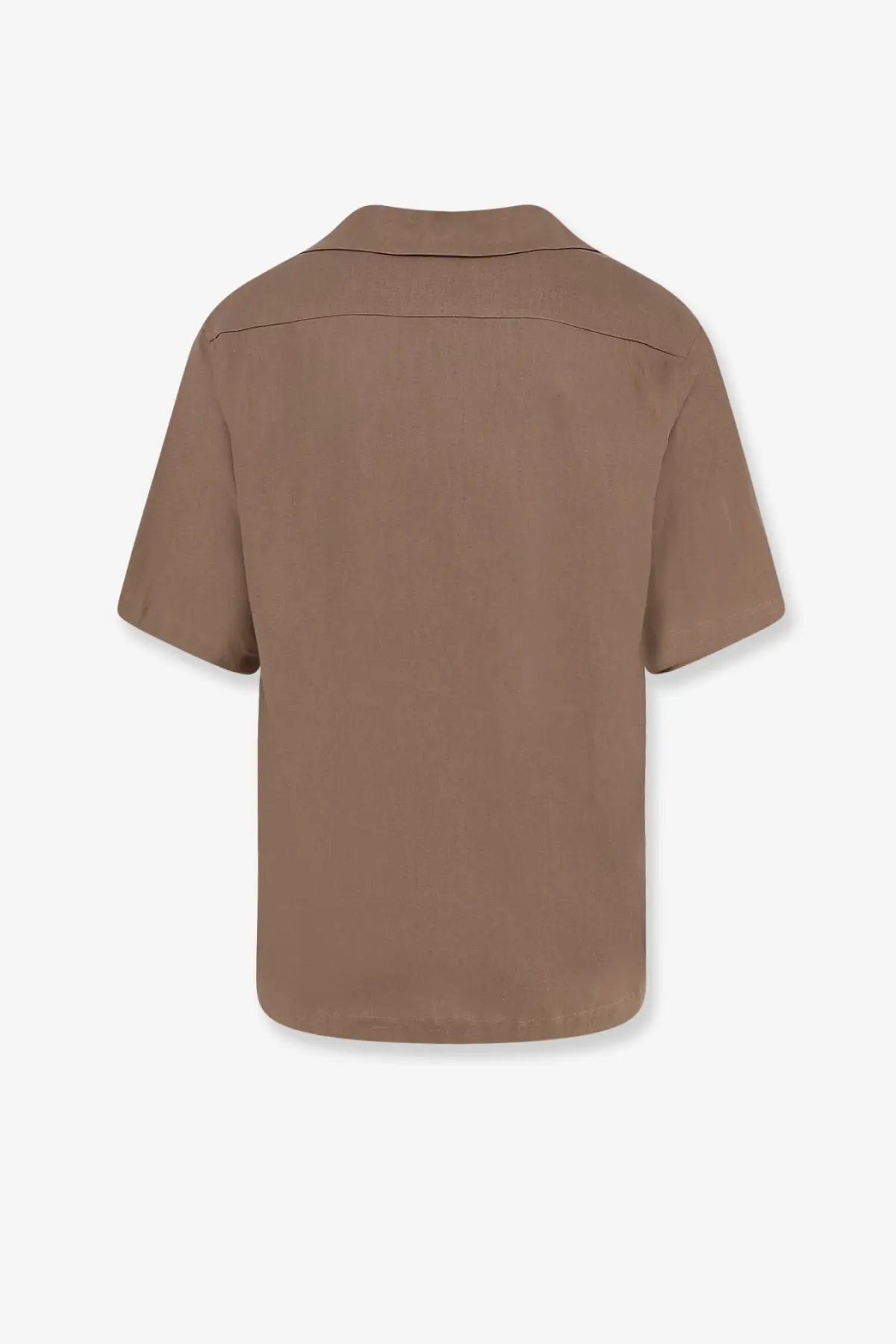 Hevò men’s novoli beige short-sleeved linen and viscose shirt with classic collar and minimalist design